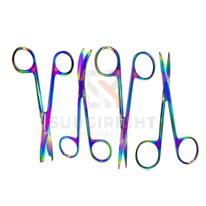 Tijeras de Sutura Iris Micro Point con Recubrimiento de Titanio Arcoíris, Juego Quirúrgico de Gancho Delicado Premium de Blush Surgical - Product Image 1