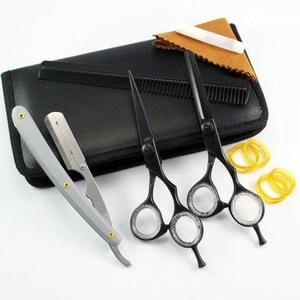 Ensemble de ciseaux de barbier 7,5 pouces finition sablée avec rasoir de barbier, kit de ciseaux professionnels en acier inoxydable allemand - Product Image 3