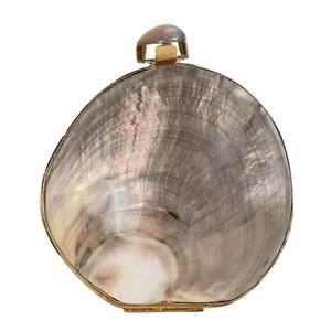 Pochette ronde en coquille d'huître noire naturelle, véritable coquille de mer, sac de soirée avec cadre doré, sac à main de luxe pour export OEM - Product Image 1