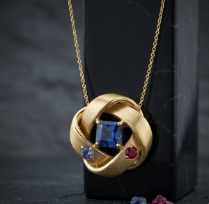 Collar Cuadrado Azul Hidro de 16 Pulgadas con Piedra de 8mm, 10 Gramos, Plata de Ley 925, Chapado en Oro de 18K, Joyería Elegante para Mujer - Product Image 3