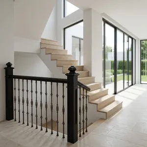 Barandillas de Escalera Tradicionales de Acero Inoxidable, Balaustres de Metal Negro, Diseño Minimalista para Escaleras de Villas y Escuelas - Product Image 2
