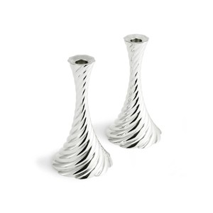 KHOOSI OVERSEAS Aluminum Silver Twisted Candlestick Holders for Home Decoration Durable Metal Design Handmade Eco-Friendly <b>Heat</b> - Product Image 1