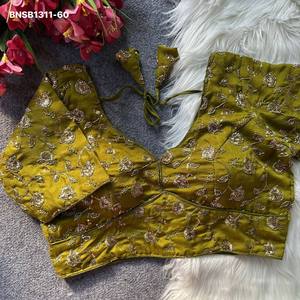 Collection de Blouses Femme en Soie Vichitra Douce pour Tenues Occasionnelles, avec Broderie Florale et Feuillage Faite à la Main, Manches Rembourrées, Fermeture au Dos et Détails Dori - Product Image 2