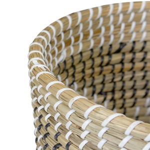 Seagrass Woven <b>Basket</b> with Black and White Accents Handmade <b>Storage</b> <b>Basket</b> Wholesale eco-friendly Made in Vietnam - Product Image 5