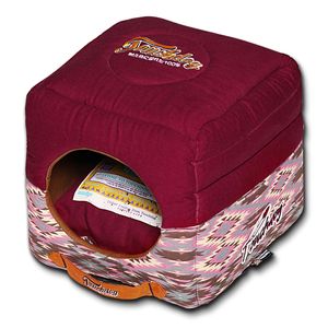 70s Vintage Tribal Convertible & Reversible <b>Squared</b> 2-in-1 Collapsible Dog House Bed Throwback Pet Furniture - Product Image 1