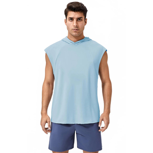 <b>Men</b> <b>Sleeveless</b> Gym <b>Hoodie</b> Workout Tank Top Breathable Fitness Training Muscle Cut Hooded Vest Custom Sportswear Wholesale - Product Image 1