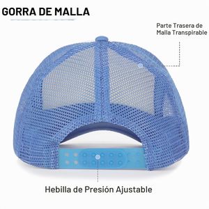 Gorra de Camionero Ajustable, Transpirable, de Malla, con Contraste de Color Azul y Blanco, de 6 Paneles, Unisex, Estilo Béisbol - Product Image 3