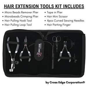 Kit d'outils professionnels en acier inoxydable doré pour extensions de cheveux : Pince de retrait de microlinks, Pince à sertir les micro-anneaux, Outil à crochet professionnel - Product Image 2