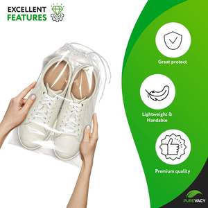 Sacs à chaussures transparents avec cordon de serrage 10'' x 14'' – Lot de 50 sacs de rangement de voyage en plastique imperméable de 2 mil - Product Image 4