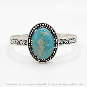 Jewelry Perfections High Quality Trendy Natural Arizona Turquoise 925 Sterling Silver Cuff Bracelet Fine Jewelry Wholesale - Product Image 4
