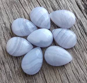 Cabochon en agate bleue, forme goutte d'eau, pierre précieuse calibrée, pierre lâche pour la fabrication de bijoux - Product Image 2