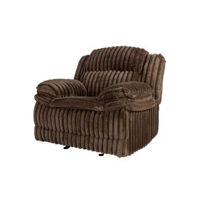 Fauteuil inclinable manuel contemporain en velours côtelé chocolat 1 pièce pour salon - Product Image 2