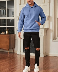 Men's Heavyweight Polyester/Cotton Oversized Hooded Varsity <b>Jacket</b> <b>Thick</b> <b>Fleece</b> French Terry Pocket Solid Custom Logo Print - Product Image 5