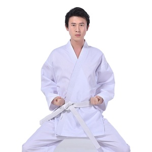 Uniforme de Karate Blanco y Azul de Alta Calidad para Adultos, Poliéster/Algodón, Transpirable, de Secado Rápido, Corte Ajustado, Aprobado para Entrenamiento - Product Image 1