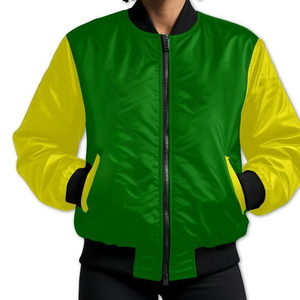 New Arrival Women Satin Bomber Jacket Embroidered <b>Applique</b> Patch Zip Varsity Short Jacket Custom Greek Sorority University Wear - Product Image 2