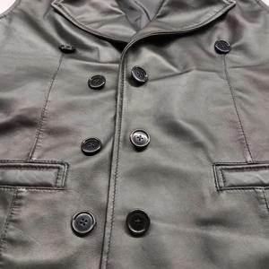 Chaleco Formal de Cuero Genuino de Doble Botonadura Premium con Lujo Vintage y Toque Moderno, Diseño de Logotipo Personalizado Aceptado, Forro de Piel - Product Image 2