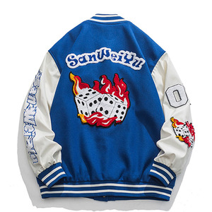 Oem Manufacturer High Quality Winter Embroidery Custom Baseball Letterman Varsity <b>Jacket</b> Stand Front Logo Leather Sleeves Men - Product Image 5