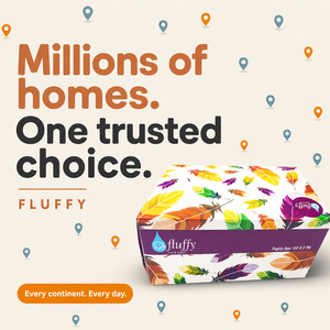 กระดาษทิชชูเนื้อนุ่ม FLUFFY Popup 2 ชั้น x 150 แผ่น-300 แผ่น ผลิตจากเยื่อไม้ ซึมซับดี สำหรับใช้ในบ้าน - Product Image 1