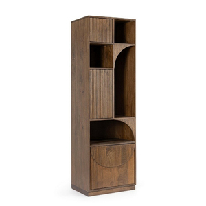 Étagère bibliothèque moderne en bois avec design incurvé, meuble de rangement autoportant pour salon et bureau à domicile - Product Image 4