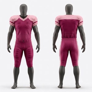 Uniforme de football américain personnalisé pour hommes, maillot sublimé à col en V et manches courtes, pantalon rembourré, vêtements de sport ajustés et respirants - Product Image 1