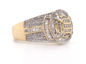 Geometric Moissanite <b>Cocktail</b> <b>Ring</b> White <b>Gold</b> Plated Baguette Cut Channel Setting Pave Design Luxury Unisex Jewelry for Gift - Product Image 2