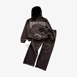 Conjunto Deportivo de Sudadera con Capucha y Pantalones Deportivos Estampados en Verde - Product Image 4