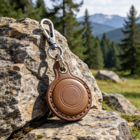 Étui de protection porte-clés pour traceur GPS anti-perte, support de traceur en cuir de vachette vintage avec mousqueton détachable pour le camping