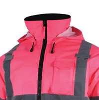 Chaqueta de Alta Visibilidad Unisex para Trabajo de Construcción, con Carcasa Rígida, Impermeable, Reflectante y con Capucha