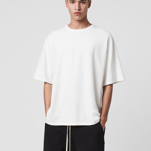 Heavyweight Oversized T-Shirt <b>White</b> Cotton Drop Shoulder Crewneck Boxy Fit Blank Streetwear Short Sleeve Relaxed Casual <b>Tee</b> Men - Product Image 2