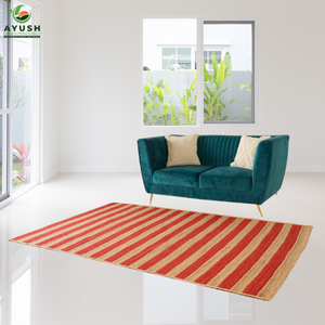 พรมลายเรียบง่าย ทำจากเส้นใยปอกระเจาธรรมชาติ 100% พรมสั่งทำพิเศษจากอินเดีย สำหรับห้องนอนและห้องรับแขก - Product Image 1