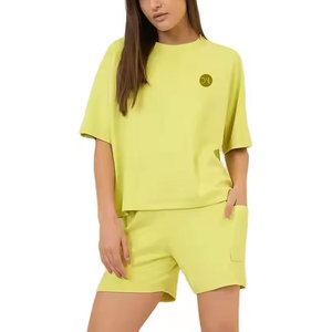 Ropa Deportiva y Fitness para Mujer, Conjunto de Shorts 100% Algodón, Camisetas Deportivas con Shorts a Juego, Gran Venta - Product Image 1