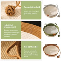 Lit pour chat en corde de coton tissé à la main avec design queue et oreilles de chat, amovible, lavable, style moderne, utilisable toute l'année