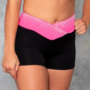 Conjunto de Animadora para Mujer con Brillo de Diamantes, Elástico en Cuatro Direcciones, Top Corto Deportivo y Shorts de Ciclista de Cintura Cruzada - Product Image 5