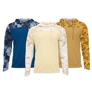 Wholesale Custom UV Protection Breathable Sublimation Printed Summer Outdoor Beach <b>Hoodies</b> Men's Long Sleeve Light <b>Thin</b> Fishing - Product Image 1
