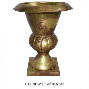 Jarrón de Hierro Dorado Envejecido de Estilo Nórdico - Urna Metálica Decorativa Grande para Sala de Estar, Vestíbulo de Hotel, Decoración Interior de Lujo - Product Image 1