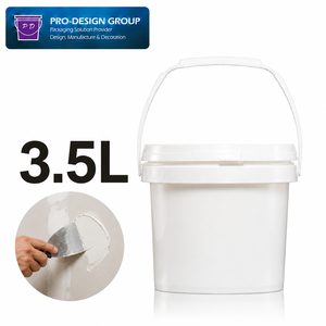 3.5L Plastic Putty Bucket with Handle and <b>Flat</b> Lid for Wall Putty and Construction Material Packaging Leak-Proof Pail - Product Image 1
