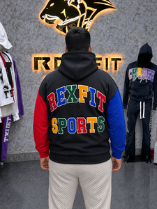 Custom Men's Color <b>Zip</b> <b>Up</b> <b>Hoodie</b> Sweatshirt with Rhinestone <b>Graphic</b> Casual Sportswear Streetwear Fleece Clothing Apparel OEM - Product Image 2