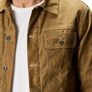 SUQAINA Custom Waxed 100% Cotton <b>Canvas</b> Men's Winter Breathable Street Wear Hip Hop Modern Outfits Turn-down <b>Jacket</b> Front Logo - Product Image 5
