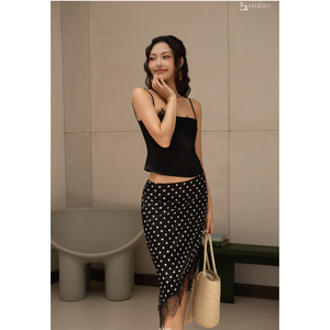 Conjunto de Dos Piezas para Mujer al por Mayor, Camisola con Ribete de Encaje y Falda Midi Asimétrica ET3199 - Product Image 1