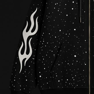 Sudadera con capucha negra 100% algodón para hombre, con cremallera completa, estilo urbano, forro polar de algodón, estampado gráfico, fabricación de ropa personalizada OEM. - Product Image 2