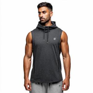 Débardeur à capuche sans manches en molleton coupe-vent et écologique pour homme, idéal pour le sport, la musculation, la gym et les activités de plein air - Product Image 3