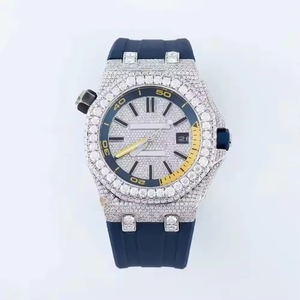 Montre de luxe classique antique style Hip Hop avec boîtier serti de pierres, mouvement à quartz ETA, acier inoxydable, bracelet 30mm 20mm, Moissanite VVS, cadran carré analogique - Product Image 1