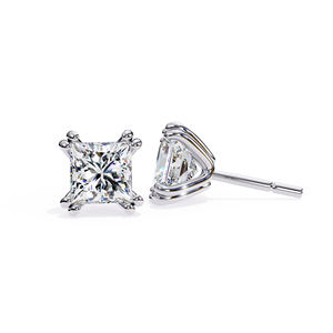 Boucles d'oreilles en or massif 14 carats avec diamants Moissanite taille princesse 6x6 mm, 3 carats au total, bijoux de luxe pour femme, cadeau - Product Image 6