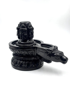 Sculpture spirituelle en cristal de spinelle noire Panchmukhi sculptée à la main, décor spirituel, fournisseur en gros OEM ODM - Product Image 2