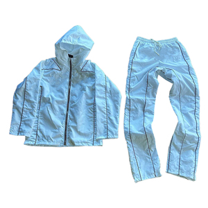 2026 Custom <b>colour</b> Lining Zip Up Streetwear Hoodie and Short Sportswear 2ps Windbreaker Shorts and Jacket Tracksuit for unisex - Product Image 3
