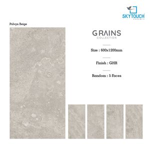 Baldosa de Porcelana Polvyn Beige GHR 600x1200mm, Acabado Mate, Imitación Piedra, para Paredes y Pisos Interiores, Resistente a Ácidos, Antibacteriana, Antideslizante - Product Image 3