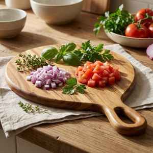Planche à découper ronde en bois naturel pour la cuisine, ustensile ménager unique, plateau de service en bois brut - Product Image 2