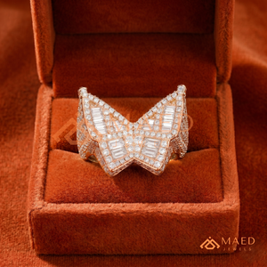 925 Sterling Silver Rose Gold Butterfly <b>Ring</b> Micro Pave Round and Baguette Lab Diamond Iced Out Hip Hop Jewellery <b>Statement</b> <b>Ring</b> - Product Image 3