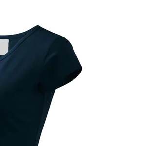 Camisetas de algodón y poliéster de alta calidad, color azul marino, con logotipo personalizado, para mujer, transpirables, estilo urbano, corte regular, para chica. - Product Image 5