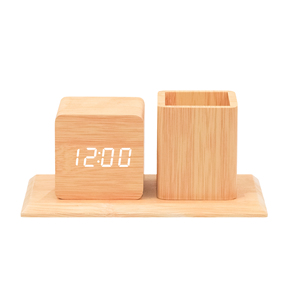 Bằng Gỗ LED Bàn Đồng Hồ Báo Thức Chủ Bút Với Âm Thanh Âm Thanh & Nhiệt Kế Văn Phòng Mới Nghiên Cứu Quà Tặng Kỹ Thuật Số & Analog-Kỹ Thuật Số Đồng Hồ - Product Image 1